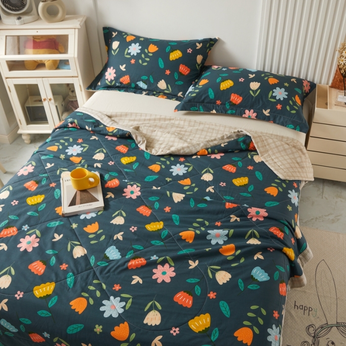 91家纺网 家纺一手货源 找家纺 2023里外100%纯棉印花新疆棉花夏被单人棉花被可机洗 落落繁华-兰