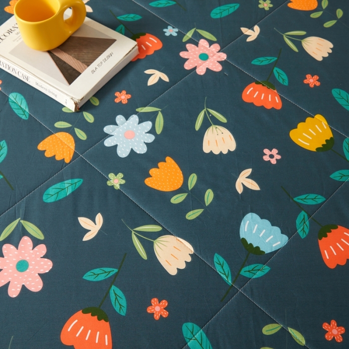 91家纺网 家纺一手货源 找家纺 2023里外100%纯棉印花新疆棉花夏被单人棉花被可机洗 落落繁华-兰