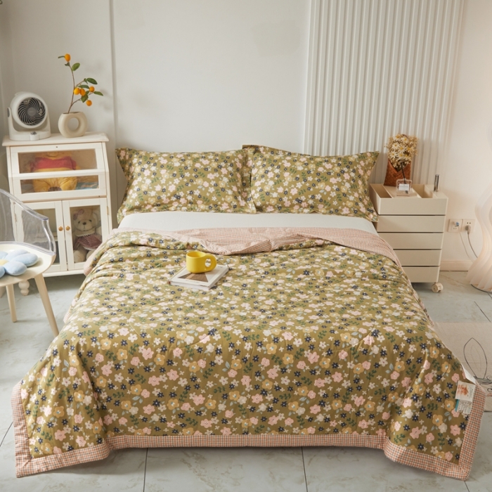 91家纺网 家纺一手货源 找家纺 2023里外100%纯棉印花新疆棉花夏被单人棉花被可机洗 繁花似锦