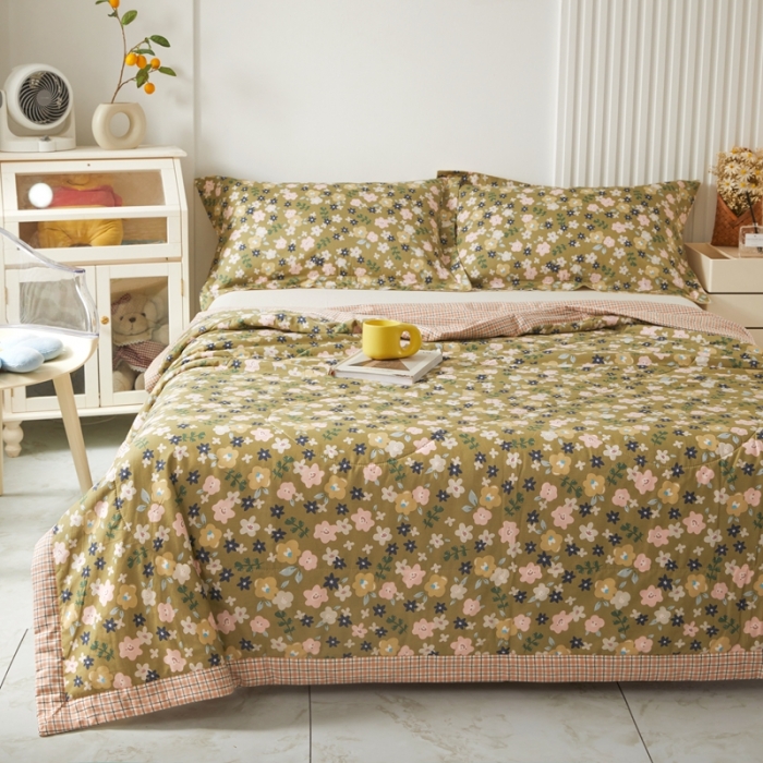 91家纺网 家纺一手货源 找家纺 2023里外100%纯棉印花新疆棉花夏被单人棉花被可机洗 繁花似锦