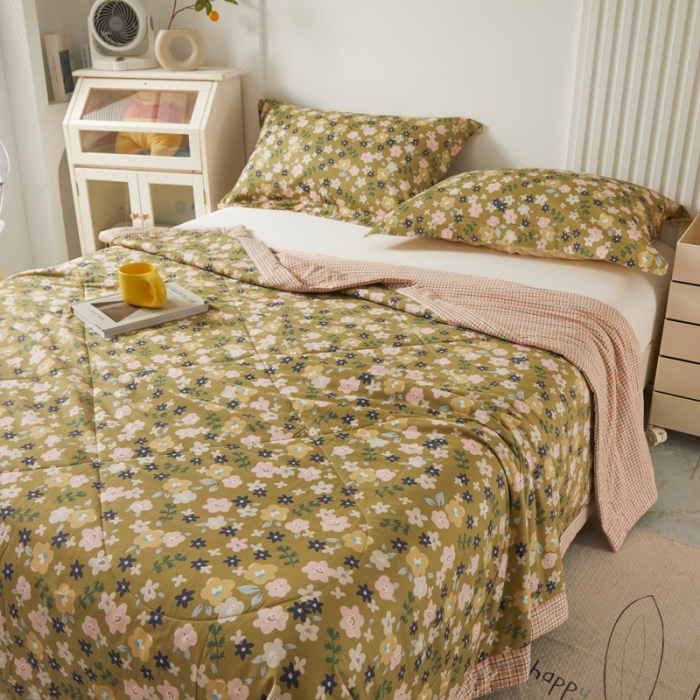 91家纺网 家纺一手货源 找家纺 2023里外100%纯棉印花新疆棉花夏被单人棉花被可机洗 繁花似锦