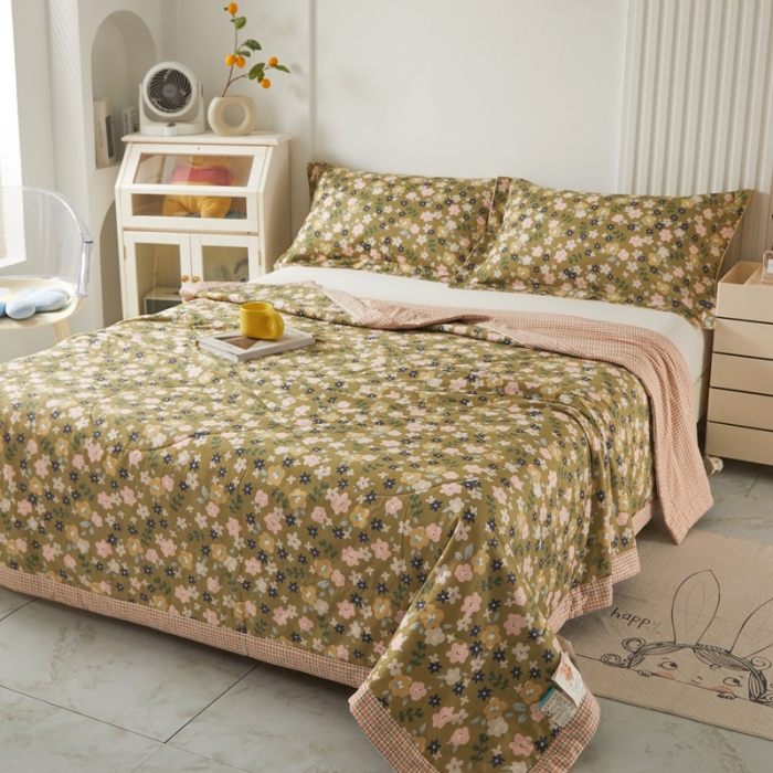 91家纺网 家纺一手货源 找家纺 2023里外100%纯棉印花新疆棉花夏被单人棉花被可机洗 繁花似锦