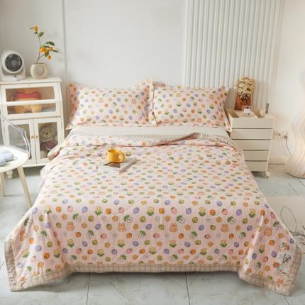 2023里外100%纯棉印花新疆棉花夏被单人棉花被可机洗 草莓小兔