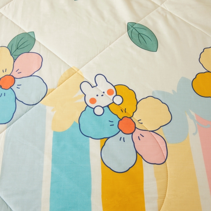 91家纺网 家纺一手货源 找家纺 2023里外100%纯棉印花新疆棉花夏被单人棉花被可机洗 彩虹乐园