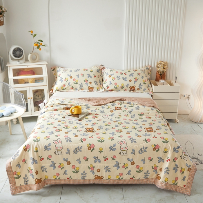 91家纺网 家纺一手货源 找家纺 2023里外100%纯棉印花新疆棉花夏被单人棉花被可机洗 巴黎春天