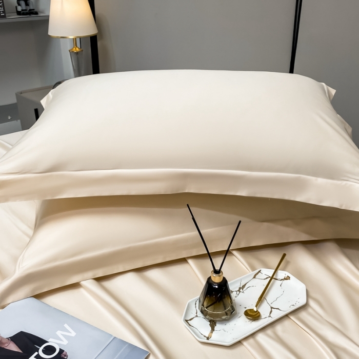 91家纺网 家纺一手货源 找家纺 轻奢高档50支贡缎长绒棉床单单件纯棉全棉纯色被单三件套-莫奈-奶昔白