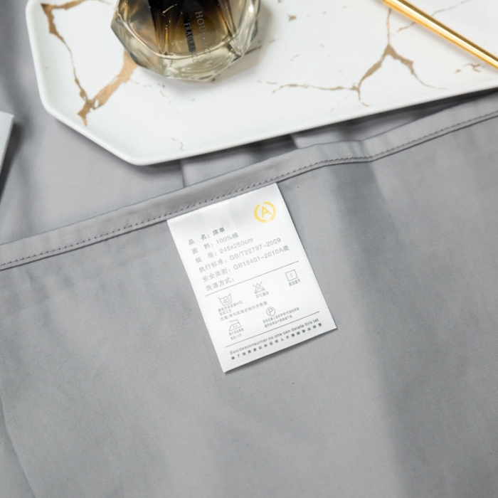 91家纺网 家纺一手货源 找家纺 轻奢高档50支贡缎长绒棉床单单件纯棉全棉纯色被单三件套-莫奈-典雅灰