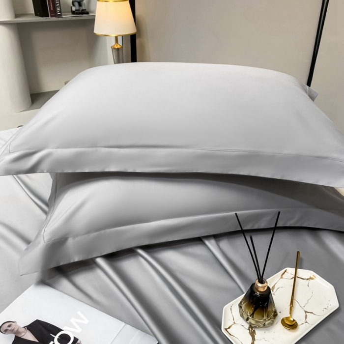 91家纺网 家纺一手货源 找家纺 轻奢高档50支贡缎长绒棉床单单件纯棉全棉纯色被单三件套-莫奈-典雅灰