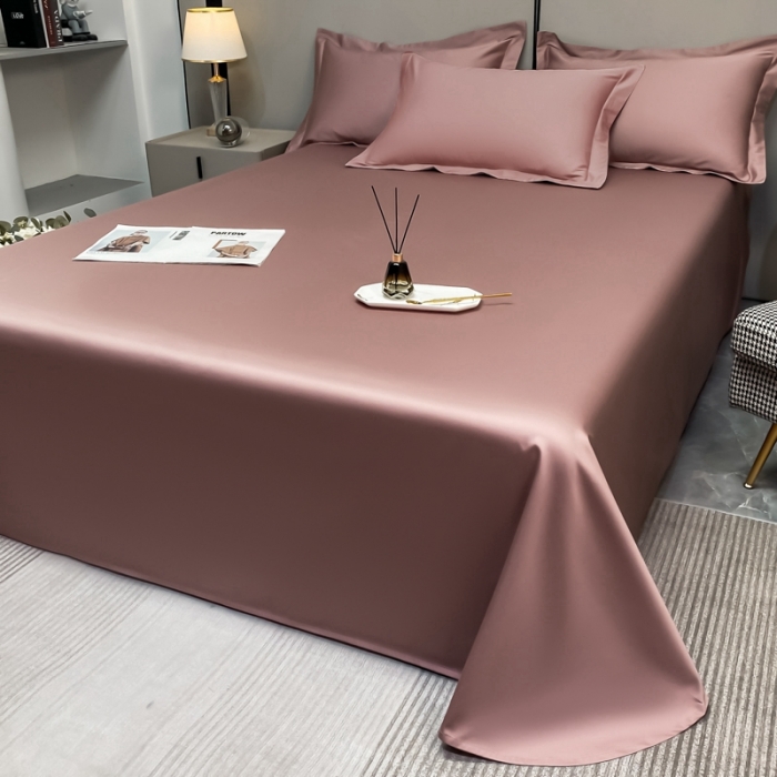 91家纺网 家纺一手货源 找家纺 轻奢高档50支贡缎长绒棉床单单件纯棉全棉纯色被单三件套-莫奈-琳蕴褚