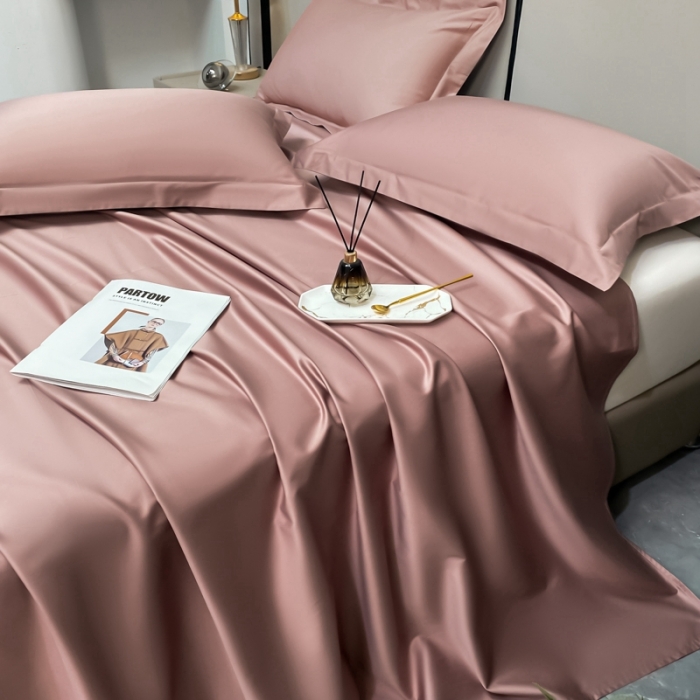 91家纺网 家纺一手货源 找家纺 轻奢高档50支贡缎长绒棉床单单件纯棉全棉纯色被单三件套-莫奈-琳蕴褚