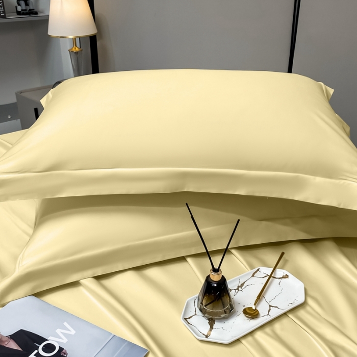 91家纺网 家纺一手货源 找家纺 轻奢高档50支贡缎长绒棉床单单件纯棉全棉纯色被单三件套-莫奈-奶茶米