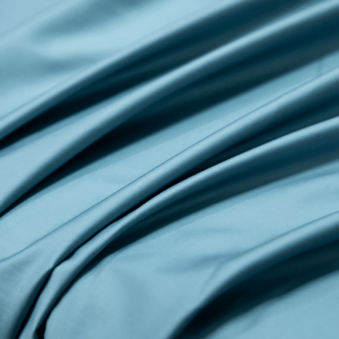 91家纺网 家纺一手货源 找家纺 轻奢高档50支贡缎长绒棉床单单件纯棉全棉纯色被单三件套-莫奈-雾霾蓝
