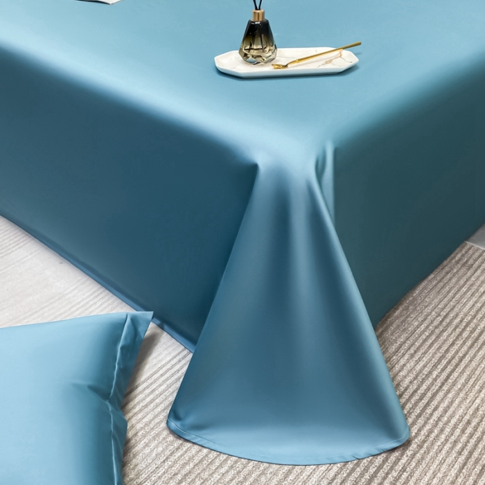 91家纺网 家纺一手货源 找家纺 轻奢高档50支贡缎长绒棉床单单件纯棉全棉纯色被单三件套-莫奈-雾霾蓝