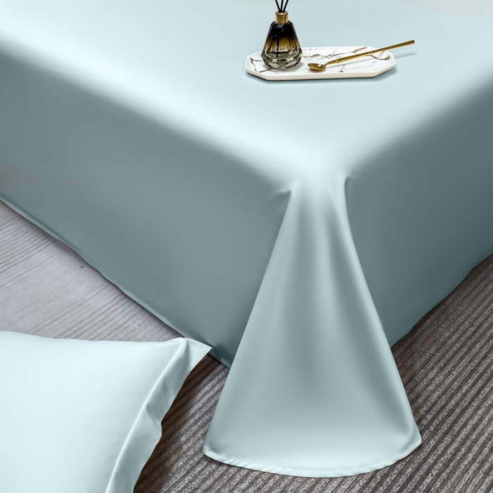 91家纺网 家纺一手货源 找家纺 轻奢高档50支贡缎长绒棉床单单件纯棉全棉纯色被单三件套-莫奈-郁兰