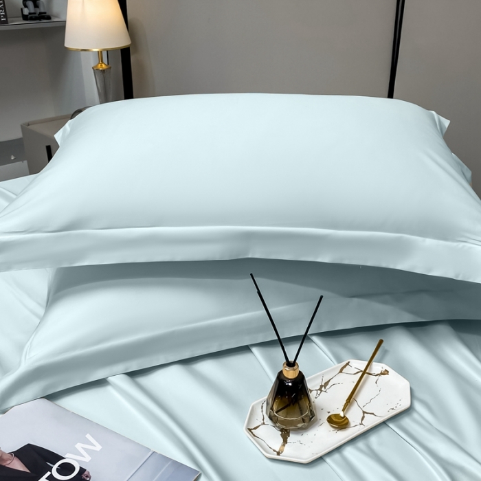 91家纺网 家纺一手货源 找家纺 轻奢高档50支贡缎长绒棉床单单件纯棉全棉纯色被单三件套-莫奈-郁兰