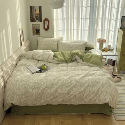 91家纺网 家纺一手货源 找家纺 希文2023新款全棉13372印花四件套晚风告白系列 晚风告别