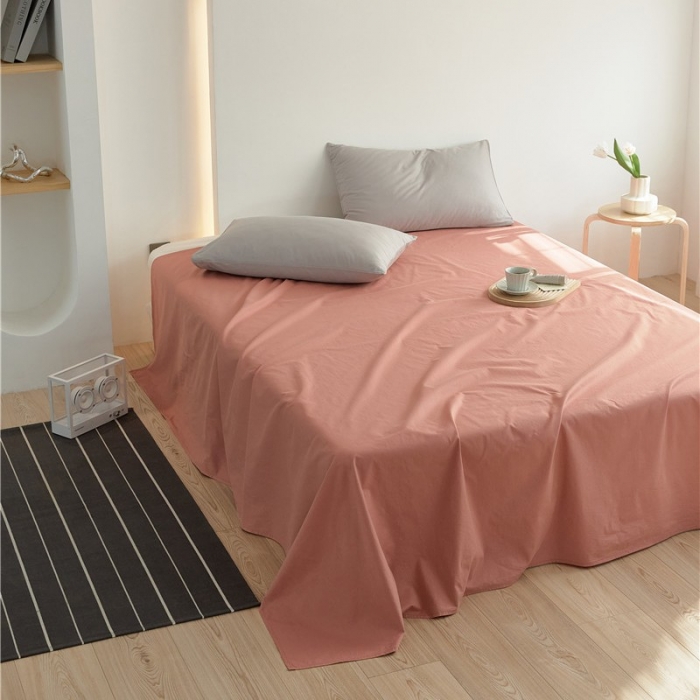 91家纺网 家纺一手货源 找家纺 新款40S单品彩虹糖系列-床单 彩虹-绯红