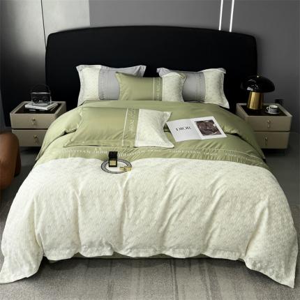 91家纺网 家纺一手货源 找家纺 优悦 2023新款刺绣款冰丝四件套-满天星 满天星-绿