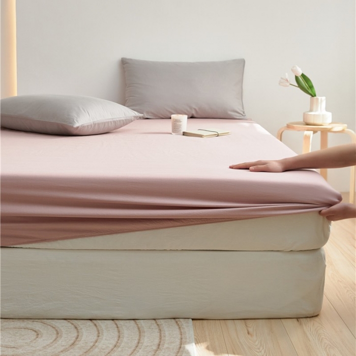 91家纺网 家纺一手货源 找家纺 新款40S单品彩虹糖系列-床笠 彩虹-粉