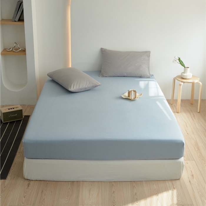 91家纺网 家纺一手货源 找家纺 新款40S单品彩虹糖系列-床笠 彩虹-光蓝