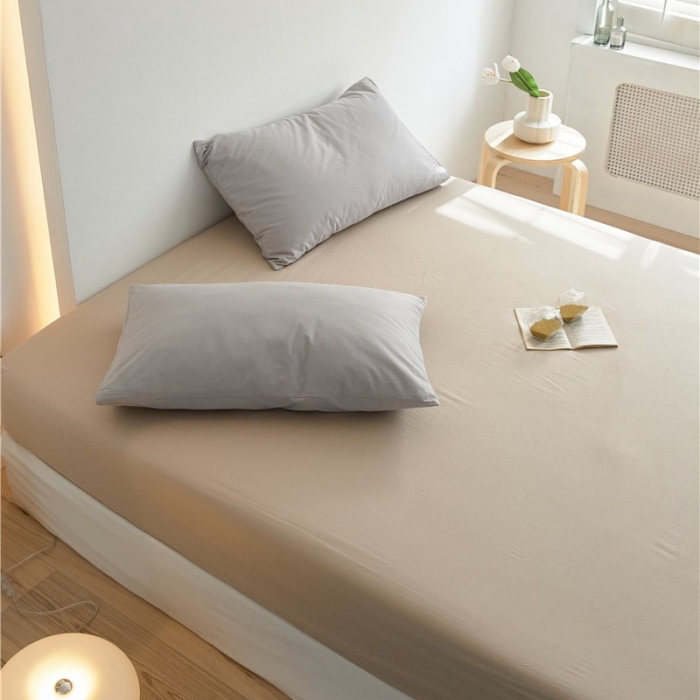 91家纺网 家纺一手货源 找家纺 新款40S单品彩虹糖系列-床笠 彩虹-米茶