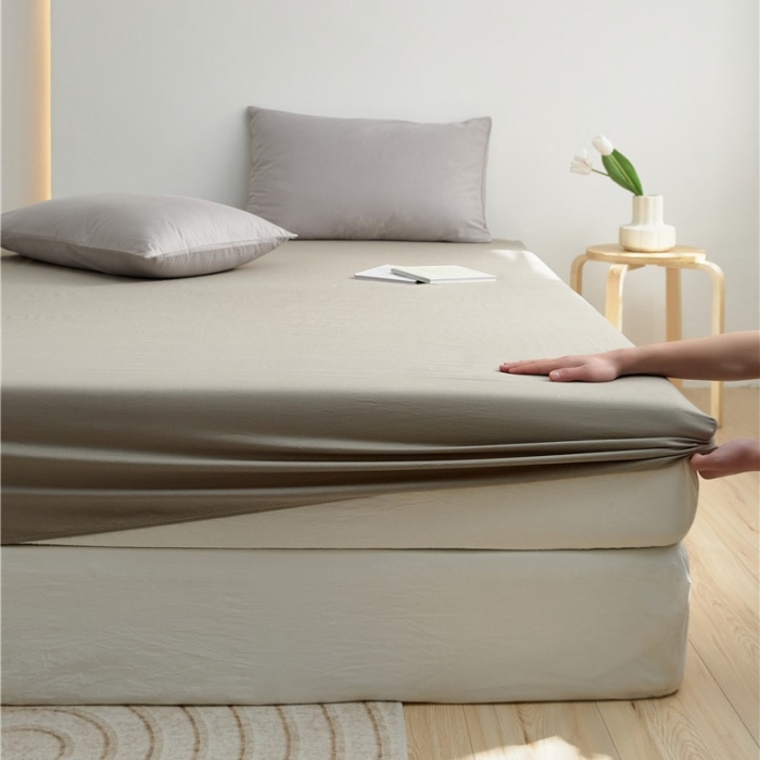 91家纺网 家纺一手货源 找家纺 新款40S单品彩虹糖系列-床笠 彩虹-中灰