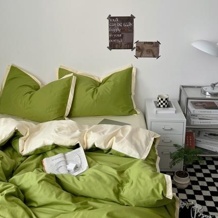 91家纺网 家纺一手货源 找家纺 （总）安莱生活 2023新款 60贡缎双拼小宽边四件套