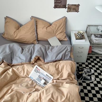 91家纺网 家纺一手货源 找家纺 （总）安莱生活 2023新款 60贡缎双拼小宽边四件套