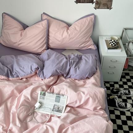 91家纺网 家纺一手货源 找家纺 （总）安莱生活 2023新款 60贡缎双拼小宽边四件套