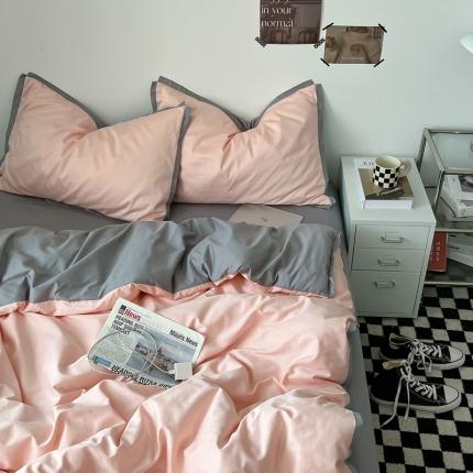 91家纺网 家纺一手货源 找家纺 （总）安莱生活 2023新款 60贡缎双拼小宽边四件套