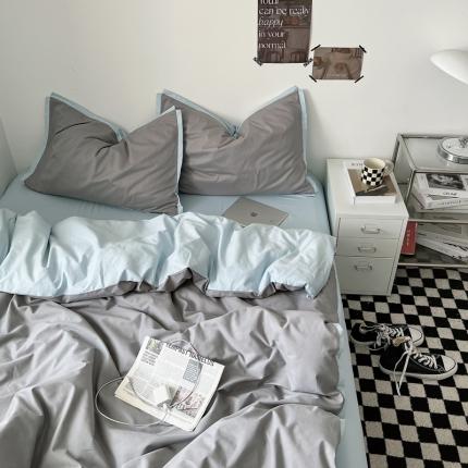 91家纺网 家纺一手货源 找家纺 （总）安莱生活 2023新款 60贡缎双拼小宽边四件套