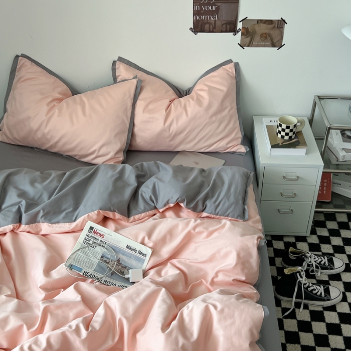 91家纺网 家纺一手货源 找家纺 （总）安莱生活 2023新款 60贡缎双拼小宽边四件套