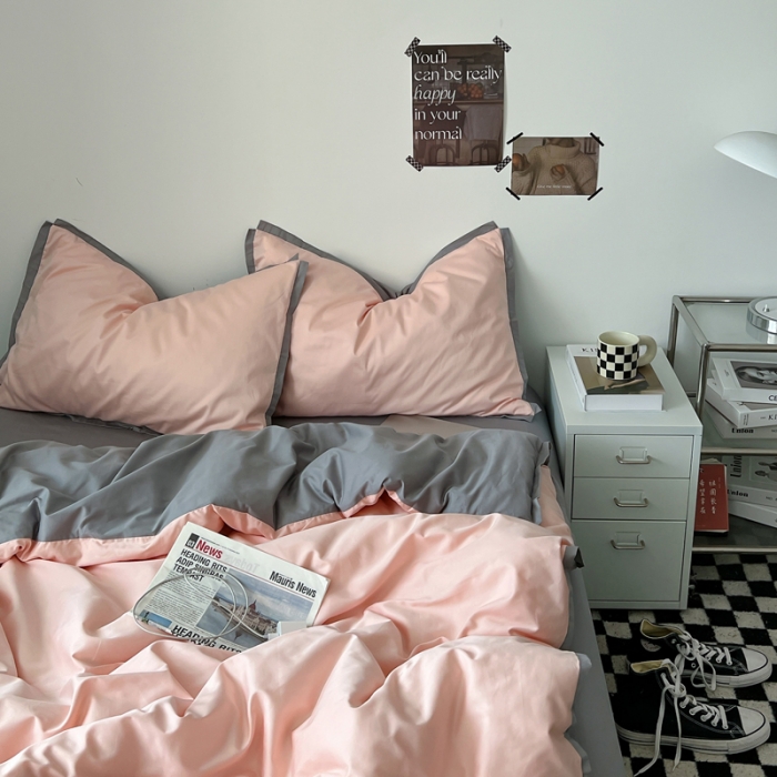 91家纺网 家纺一手货源 找家纺 （总）安莱生活 2023新款 60贡缎双拼小宽边四件套