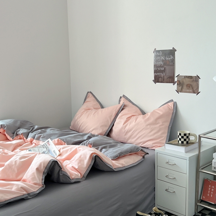 91家纺网 家纺一手货源 找家纺 （总）安莱生活 2023新款 60贡缎双拼小宽边四件套