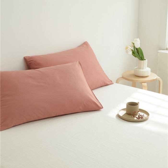 91家纺网 家纺一手货源 找家纺 新款40S单品彩虹糖系列-枕套 彩虹-绯红