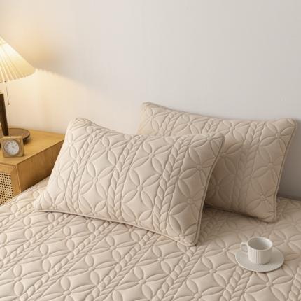 91家纺网 家纺一手货源 找家纺 芬晴 2023新款A类母婴级防水大豆夹棉枕套一对叶语 豆沙粉