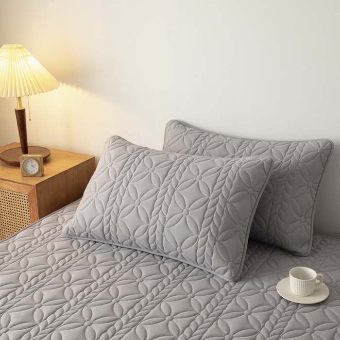 91家纺网 家纺一手货源 找家纺 芬晴 2023新款A类母婴级防水大豆夹棉枕套一对叶语 星灰