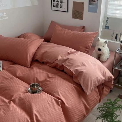 91家纺网 家纺一手货源 找家纺 （总）三朵 2023新款提花混搭缎格DG系列四件套