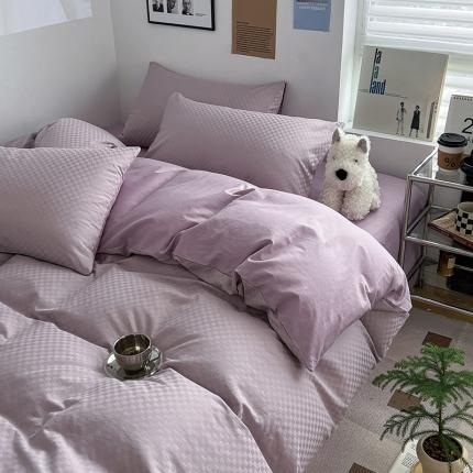 91家纺网 家纺一手货源 找家纺 （总）三朵 2023新款提花混搭缎格DG系列四件套