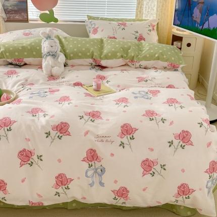 91家纺网 家纺一手货源 找家纺 昔可 2023春日新款全棉3 春日丝带玫瑰