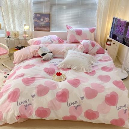 91家纺网 家纺一手货源 找家纺 昔可 2023春日新款全棉3 粉色心心相印