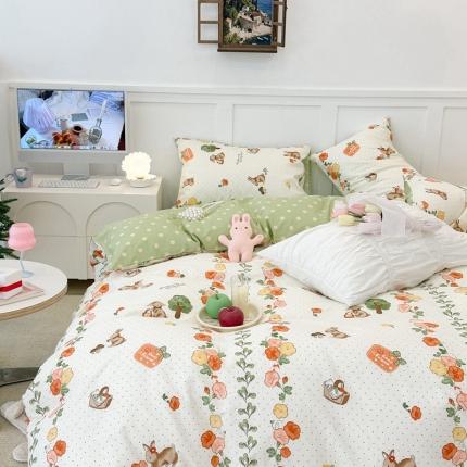 91家纺网 家纺一手货源 找家纺 昔可 2023春日新款全棉3 花间篮子兔