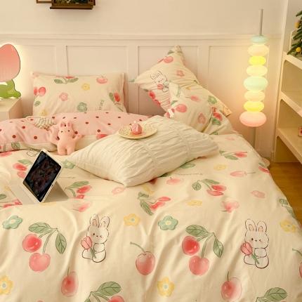 91家纺网 家纺一手货源 找家纺 昔可 2023春日新款全棉3 樱桃萌萌兔