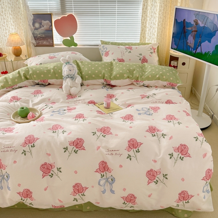 91家纺网 家纺一手货源 找家纺 昔可 2023春日新款全棉3 春日丝带玫瑰