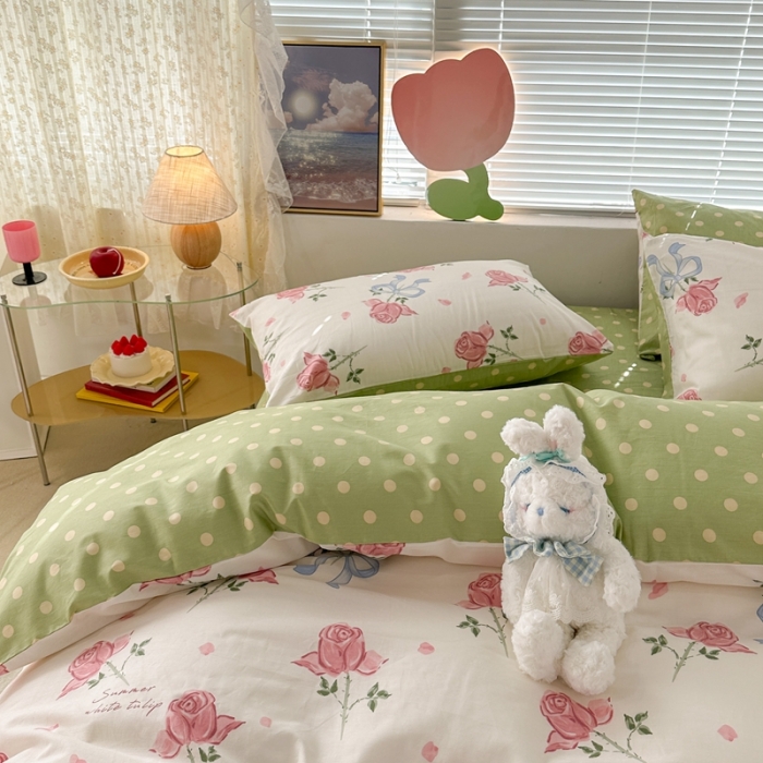 91家纺网 家纺一手货源 找家纺 昔可 2023春日新款全棉3 春日丝带玫瑰