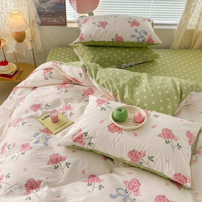 91家纺网 家纺一手货源 找家纺 昔可 2023春日新款全棉3 春日丝带玫瑰