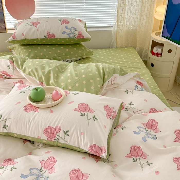 91家纺网 家纺一手货源 找家纺 昔可 2023春日新款全棉3 春日丝带玫瑰