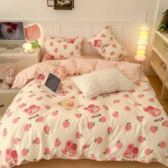 91家纺网 家纺一手货源 找家纺 昔可 2023春日新款全棉3 粉果果兔