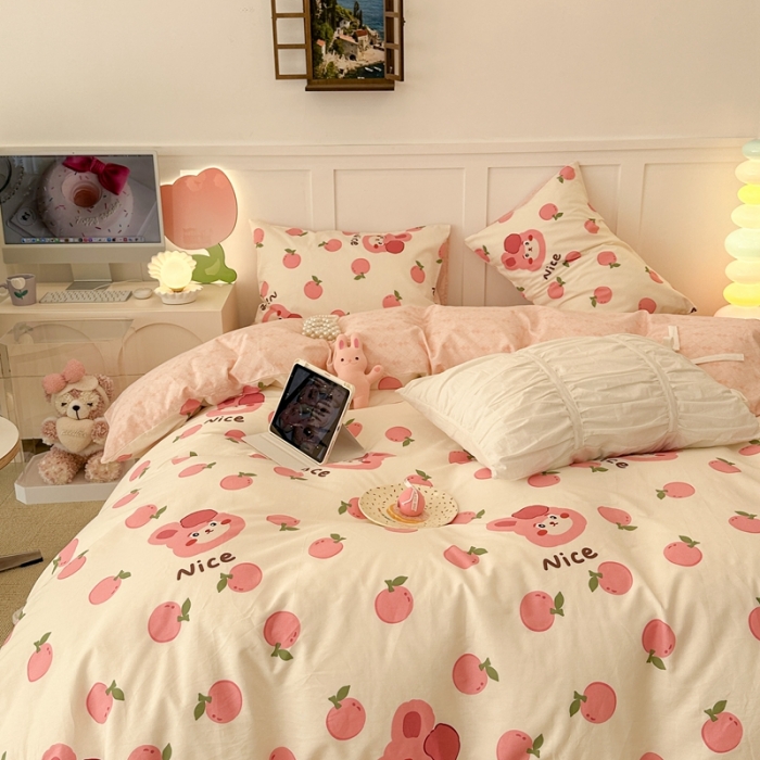 91家纺网 家纺一手货源 找家纺 昔可 2023春日新款全棉3 粉果果兔