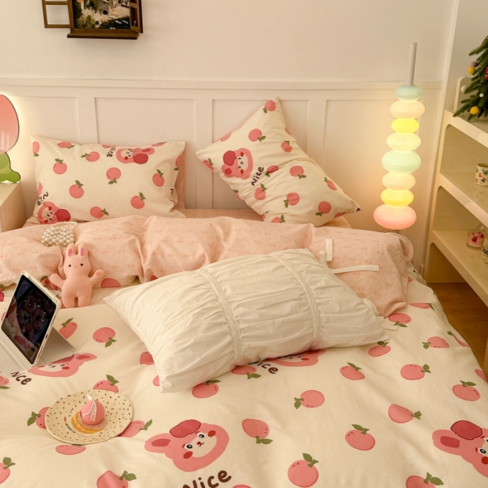 91家纺网 家纺一手货源 找家纺 昔可 2023春日新款全棉3 粉果果兔